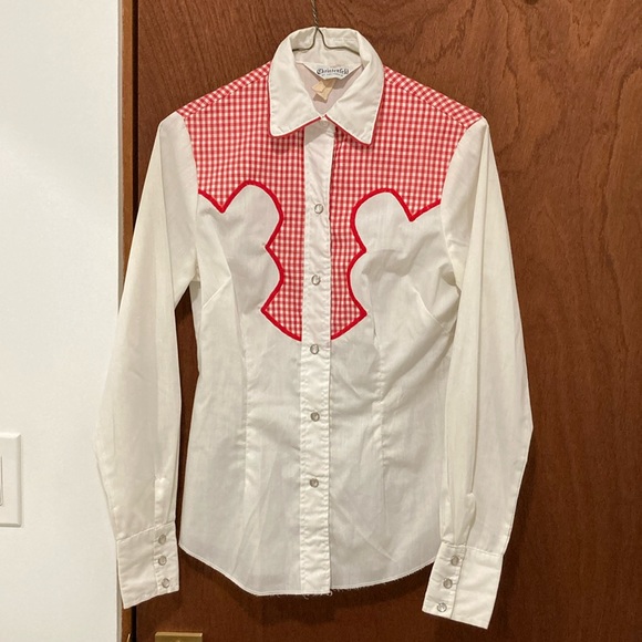 Rodeo Queen Red Gingham with Pearl Buttons Christenfeld of California Button Up - Picture 1 of 8